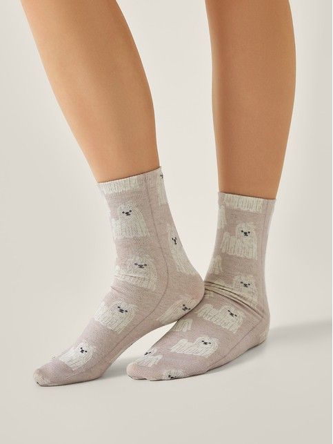 Носки со льном из лимитированной коллекции BEST FRIENDS «Мальтийская болонка»