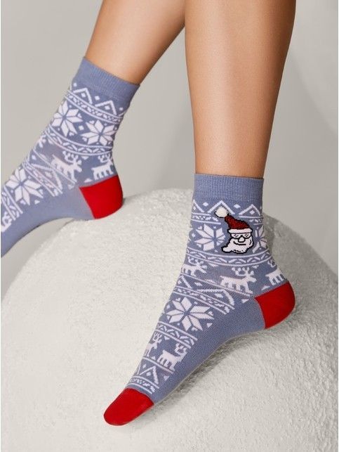 Новогодние женские носки с рисунком «Новогодний орнамент»
