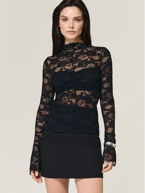 Лонгслив из кружева с драпировкой «бандо» LD 3491 - купить в интернет-магазине Conte