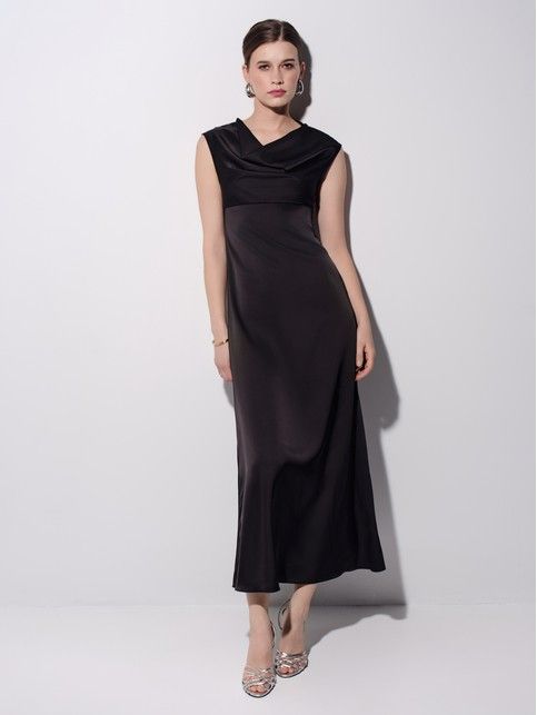 Платье макси прямого кроя из плотного сатина с матовым блеском LPL 3526 - купить в интернет-магазине Conte