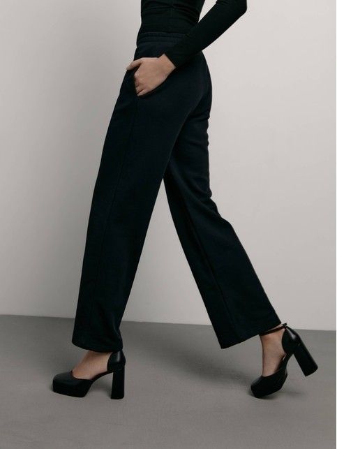 Прямые брюки из футера с высокой посадкой LBK 2087