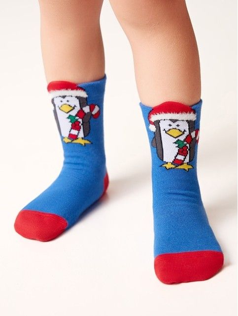 Новогодние носки с пикотом «Пингвин»