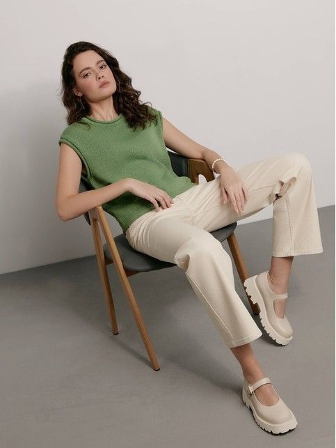 Фактурный джемпер прямого силуэта с закрученным краем LDK 264