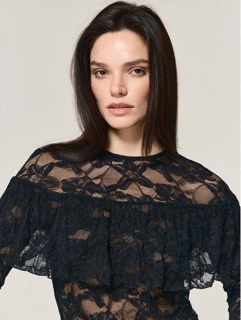 Лонгслив из кружева с воланом LD 3771 - купить в интернет-магазине Conte