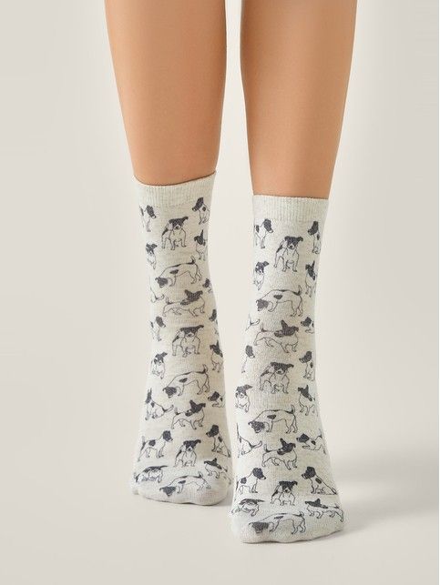 Носки со льном из лимитированной коллекции BEST FRIENDS «Джек-рассел-терьер»
