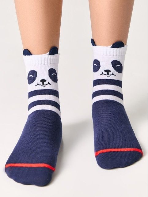 Короткие носки с декоративными ушками «Панды»