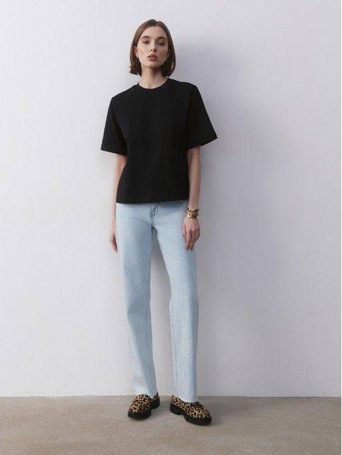 Футболка из хлопка с манжетами по рукавам и рисунком «Still life» LD 2680