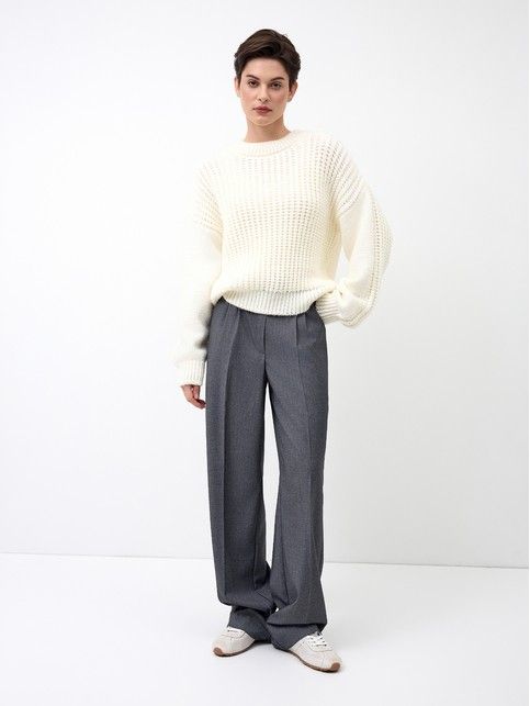 Джемпер умеренно свободного силуэта из пряжи с шерстью LDK 24137