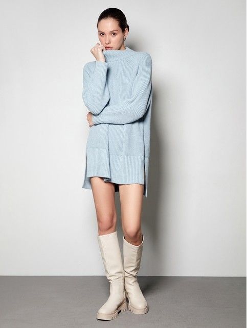 Удлиненный джемпер из пряжи с шерстью с разрезами по бокам LDK 295