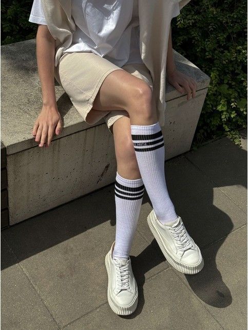 Спортивные гольфы из хлопка в рубчик