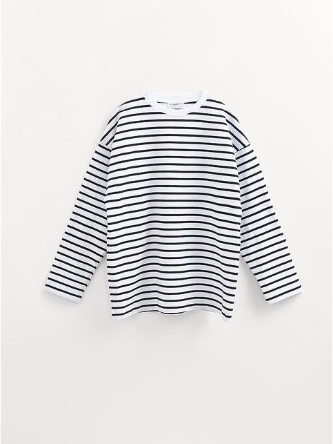 Лонгслив свободного кроя из хлопка в полоску LD 3293