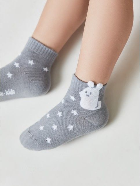 Серые носки из хлопка с декоративным 3D-пикотом “Rabbit”