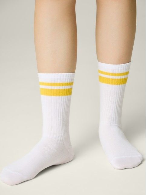 Удлиненные носки с двойной контрастной линией на резинке