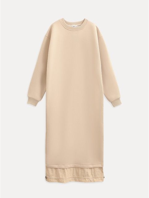 Платье из футера с начёсом и фактурной вставкой по низу LPL 3228