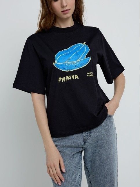 Свободная футболка из хлопка с рисунком «Papaya» LD 2099