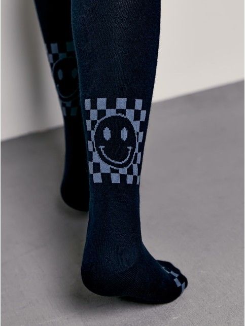 Хлопковые темно синие колготки TIP-TOP срисунком "смайлик"