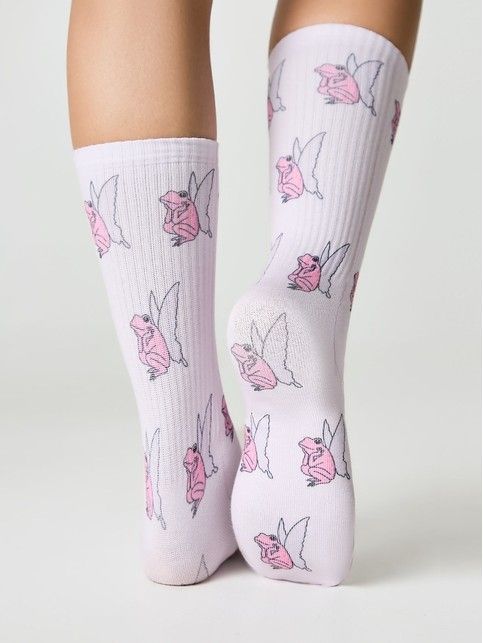 Удлиненные носки из лимитированной коллекции с рисунком «Frog with wings»