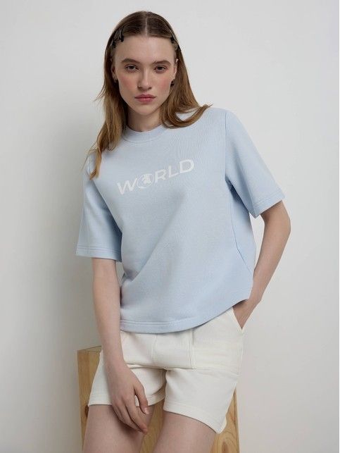 Футболка из футера с рисунком «World» LD 2285