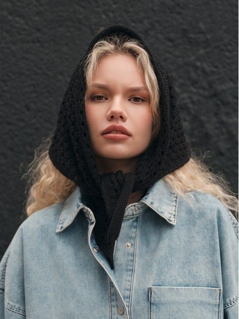 Ажурная косынка из пряжи с хлопком LDK25194 - купить в интернет-магазине Conte