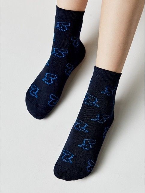Махровые темно-синие носки SOF-TIKI с рисунком «Динозавры»