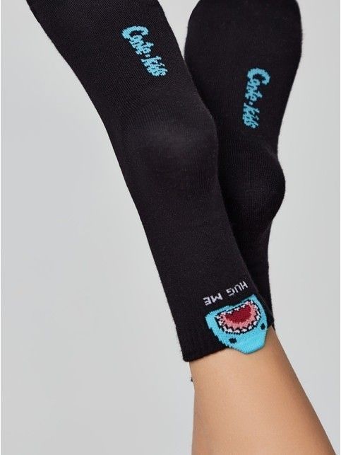 Удлиненные носки в рубчик с декоративным пикотом “Shark”