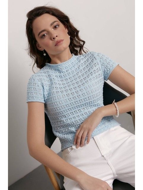 Ажурный джемпер из пряжи с хлопком LDK 267