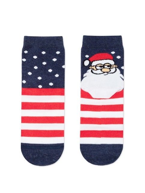 Новогодние темно-синие носки с рисунком «Санта»