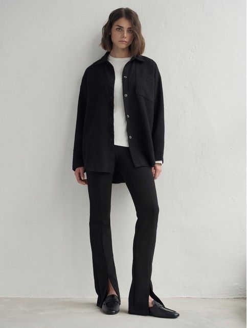 Рубашка черная из фактурного твида LRU 3268