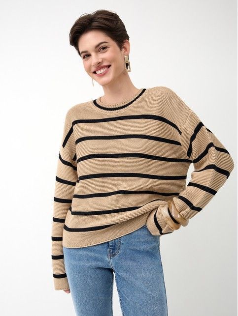 Джемпер в полоску из пряжи с хлопком LDK 24115