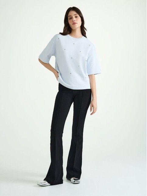 Брюки с высокой посадкой и декоративными отстрочками по переду LBK 3135