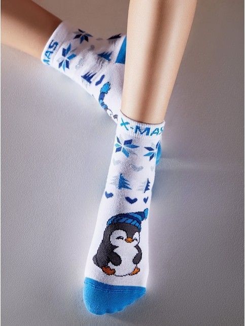 Новогодние носки с рисунком «Пингвинчик»