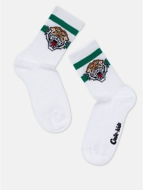 Удлиненные носки из хлопка в рубчик с рисунком "Тигр"