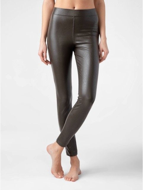 Моделирующие термолеггинсы с высокой посадкой из искусственной кожи BELLA CONTE (в пакете)