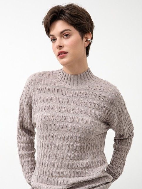 Джемпер свободного силуэта из хлопка и модала LDK 24105