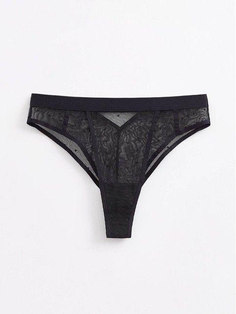 Трусы «бразилиана» с декоративным вырезом и высокой талией MESH&DOTS LBR 1885