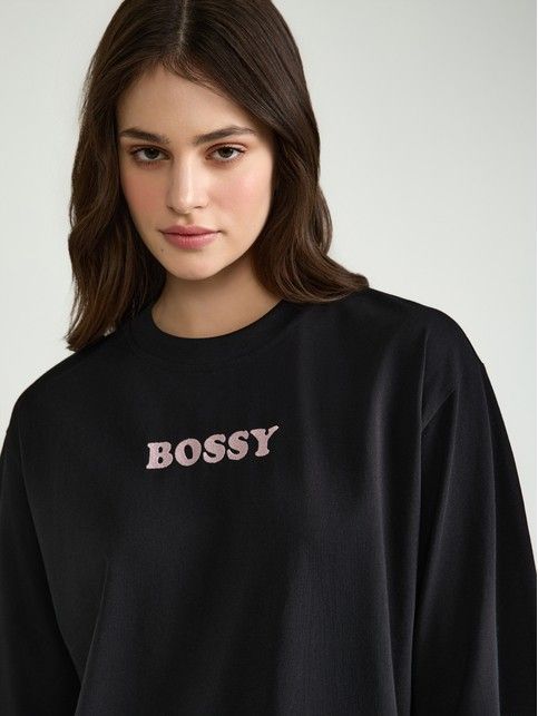 Футболка из хлопка с рисунком «Bossy» LD 3035