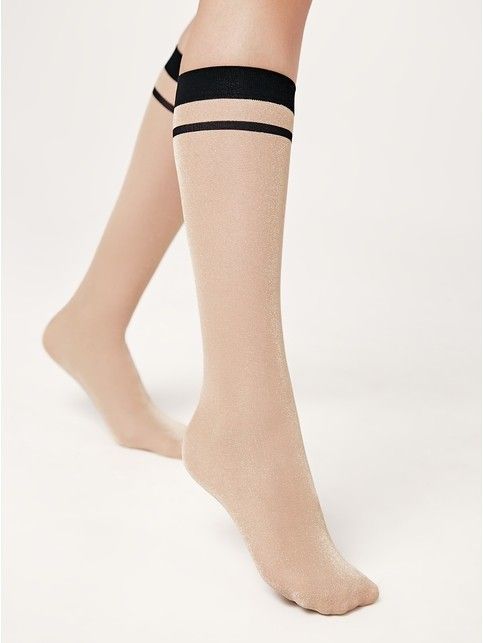 Гольфы с люрексом и контрастными полосами LUCK