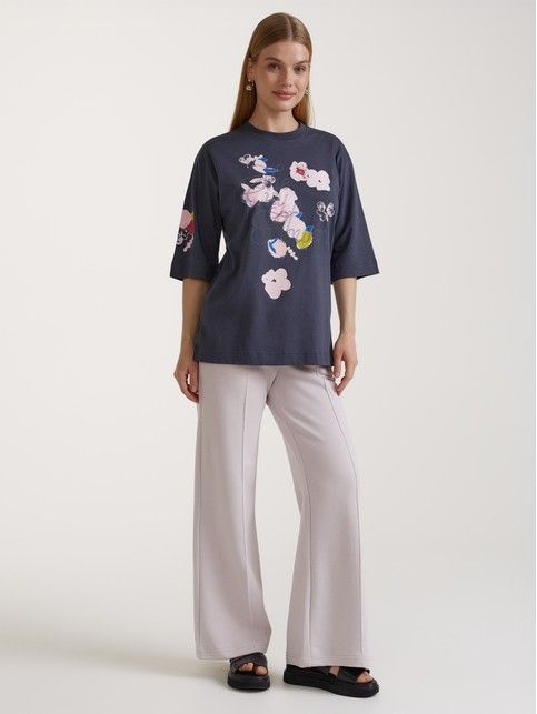 Футболка из хлопка с рисунком «The city flowers» LD 3034