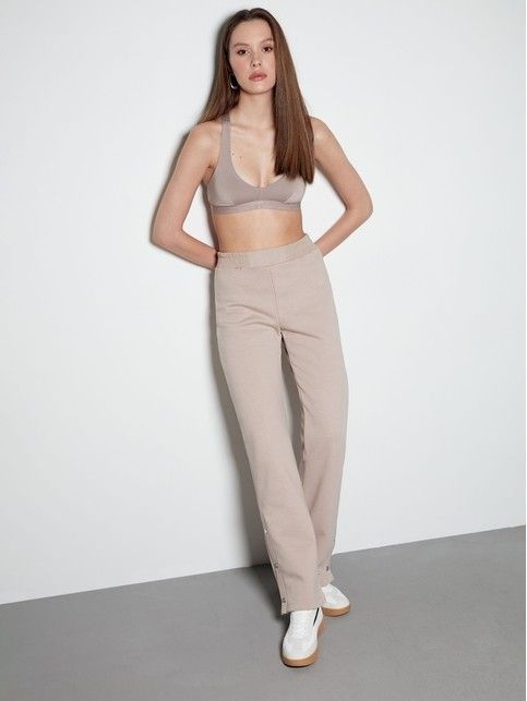 Брюки на флисе c разрезами по бокам на кнопках LBK 2361.1