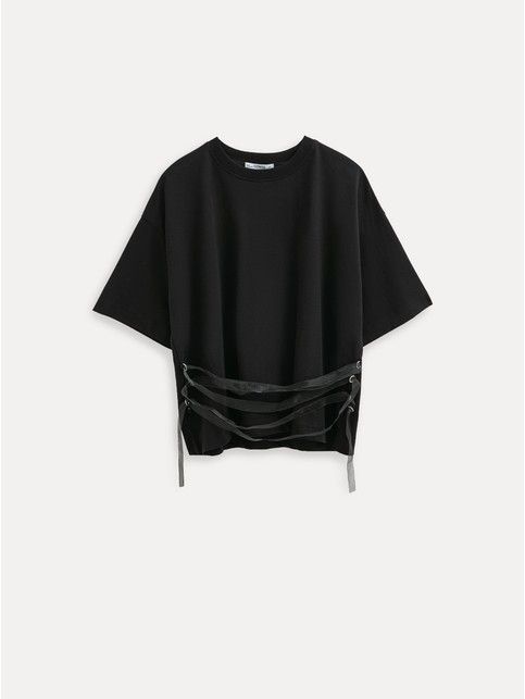 Хлопковая футболка со шнуровкой по переду LD 3445 - купить в интернет-магазине Conte