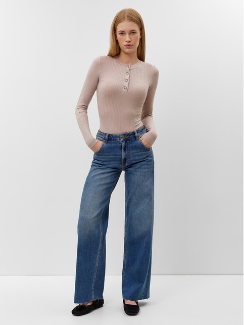 Боди в рубчик с застежкой на кнопках из вискозы LBD 3332