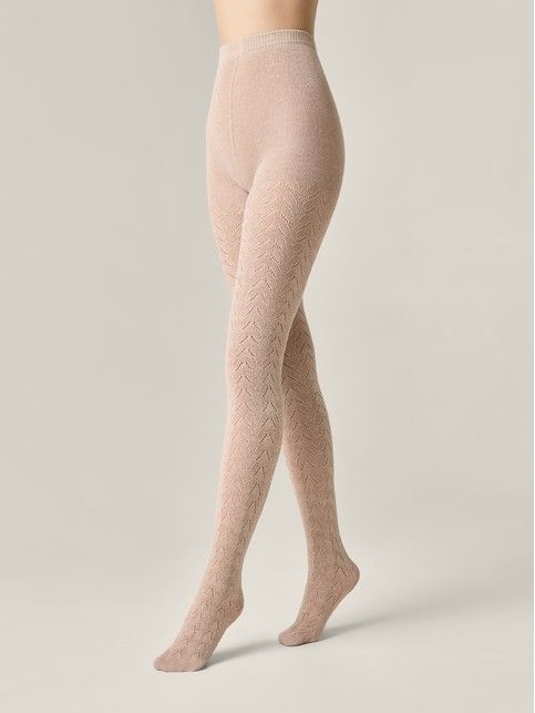 Тёплые ажурные колготки AJOUR