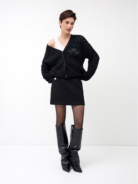 Укороченный жакет на пуговицах с V-образным вырезом LDK 24112