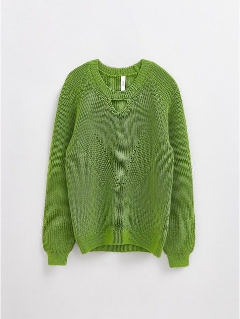 Фактурный джемпер с V-образным декоративным вырезом LDK 288