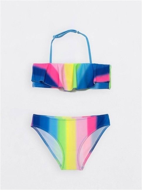 Радужный купальник с воланом GOOD VIBES