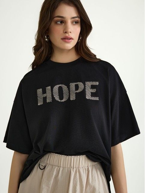 Футболка из хлопка с вышивкой «Hope» LD 3042