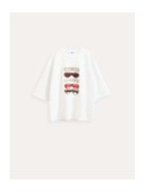 Хлопковая футболка с рисунком «Glasses» и рукавами до локтя LD 3449 - купить в интернет-магазине Conte