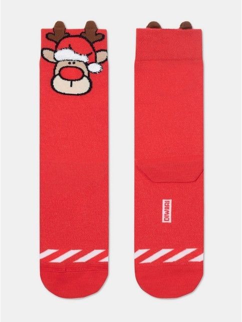 Новогодние мужские носки с пикотом «Рудольф»
