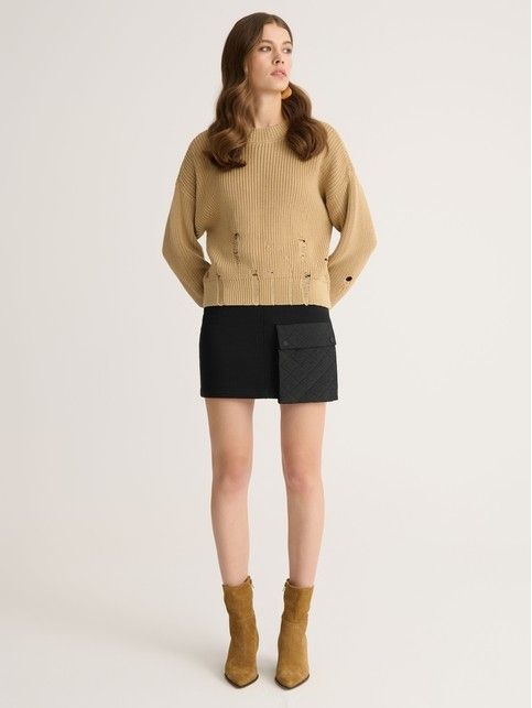 Юбка из футера на флисе с накладным карманом LU 2844