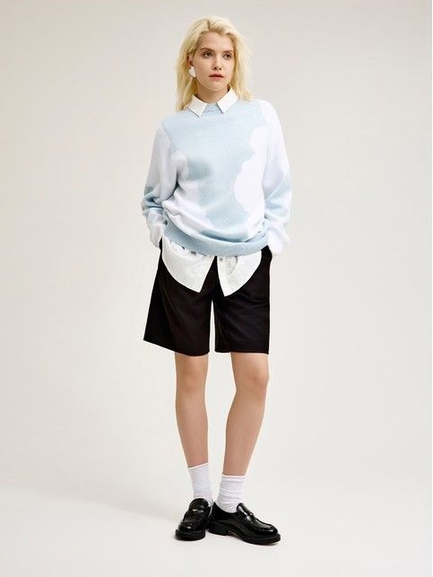 Джемпер объёмного силуэта с цветочным рисунком LDK 24122